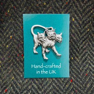 New Cerberus Dog Pewter Brooch (Handmade in England)